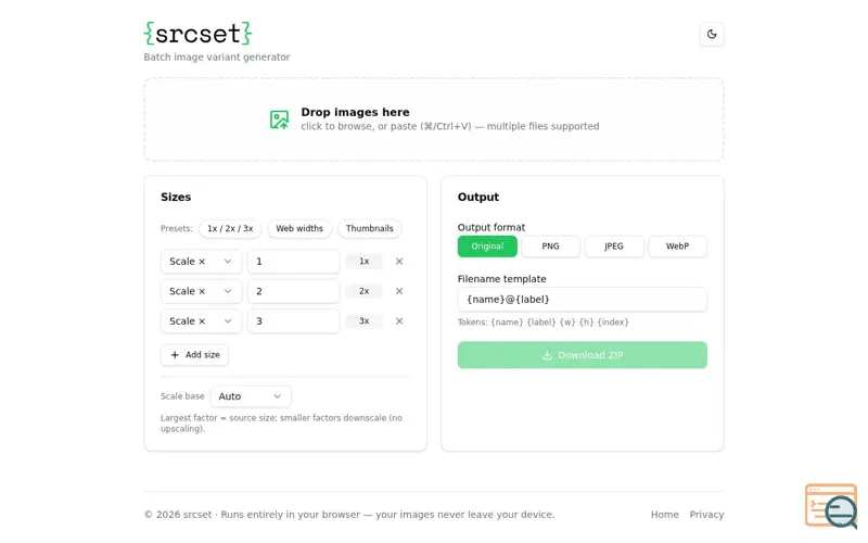 Screenshot of srcset