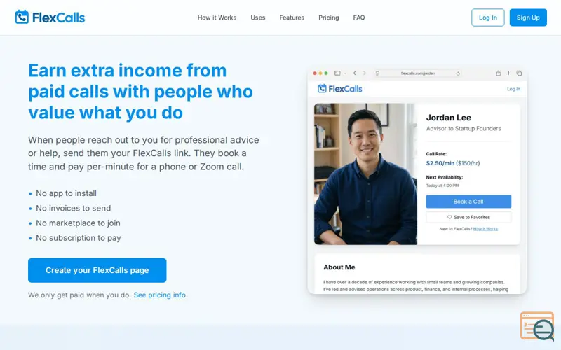 Screenshot of FlexCalls