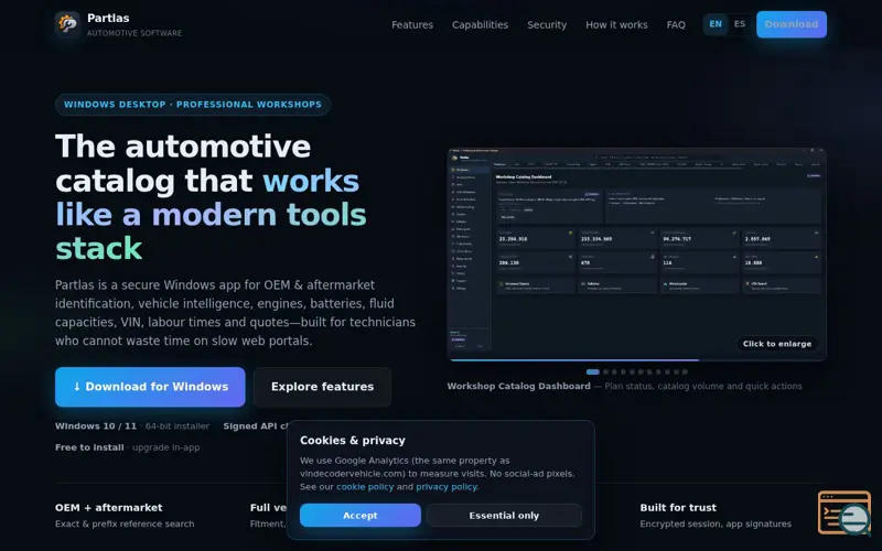Screenshot of Partlas