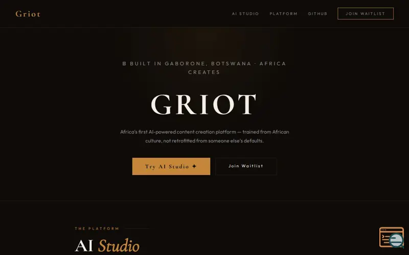 Screenshot of Griot