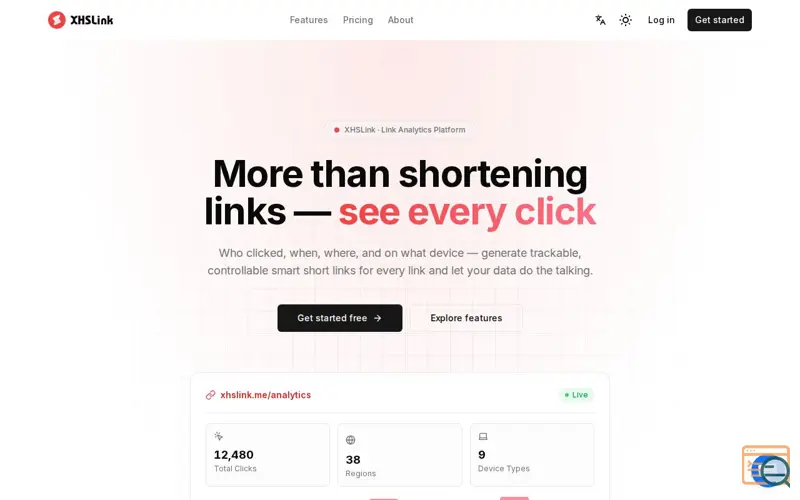 Screenshot of XHSLink · See Every Click