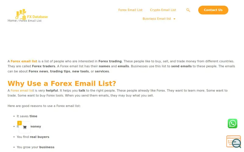 Screenshot of Forex Email List