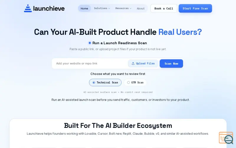 Screenshot of Launchieve