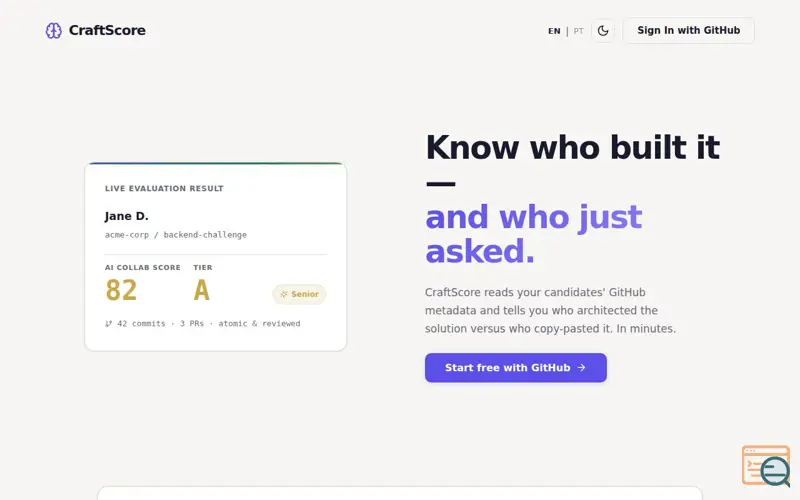 Screenshot of CraftScore | AI Engineering Intelligence & Recruitment Platform