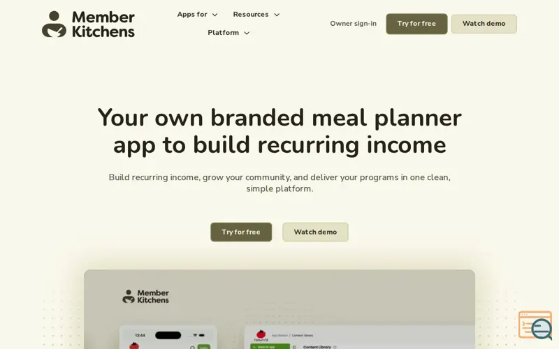 Screenshot of Member Kitchens