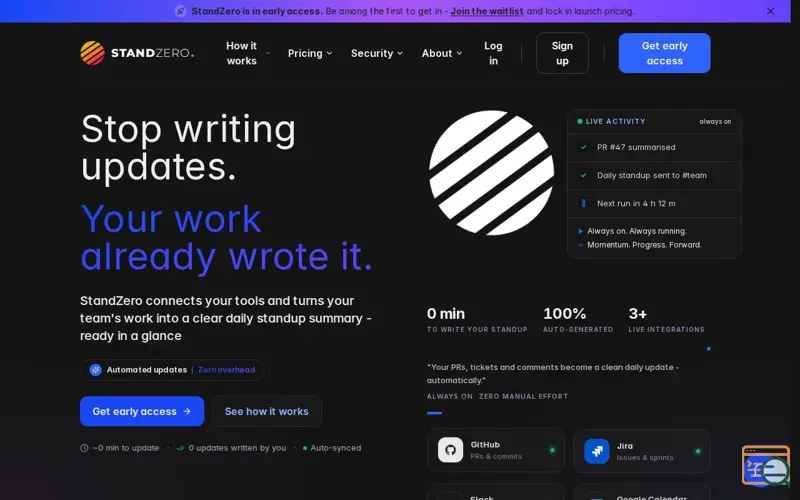 Screenshot of StandZero