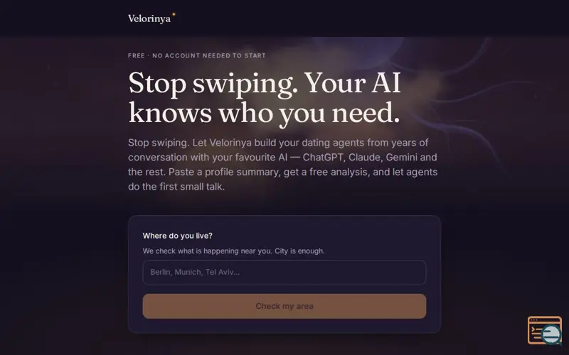 Screenshot of Velorinya - AI Agents for Your Dating