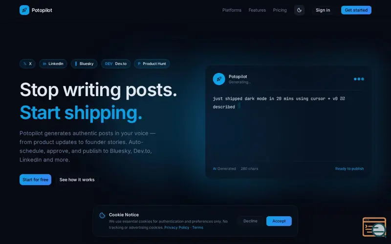 Screenshot of Potopilot