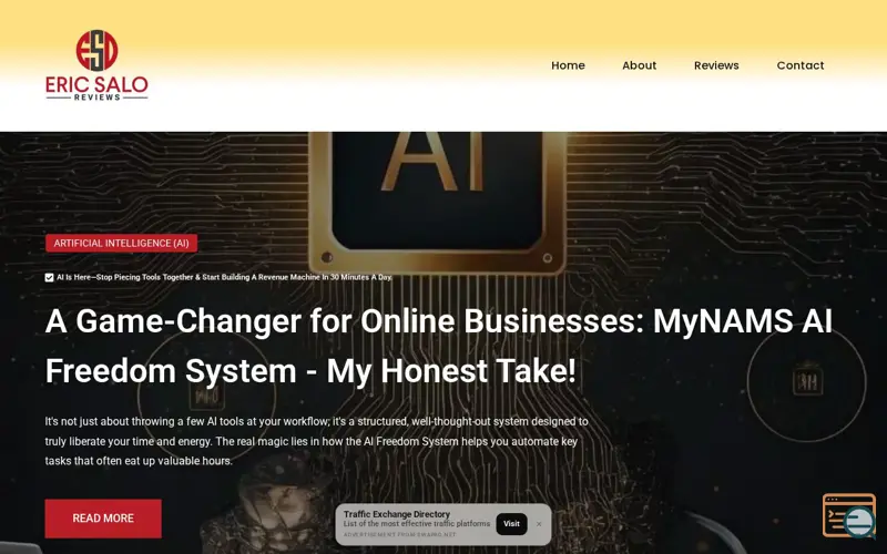 Screenshot of Eric Salo Reviews, a launch using RobinRank