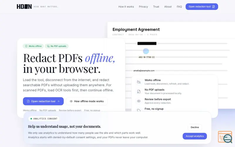 Screenshot of Offline PDF Redactor