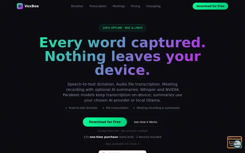 Screenshot of VoxBee