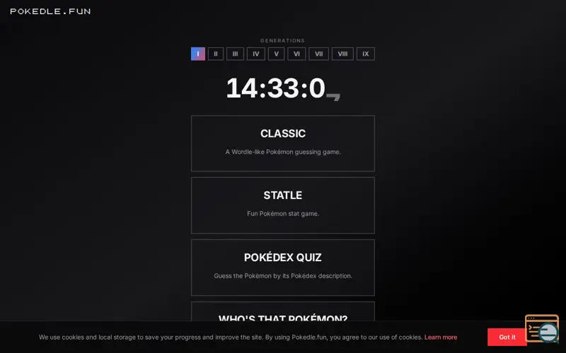 Screenshot of POKEDLE.FUN