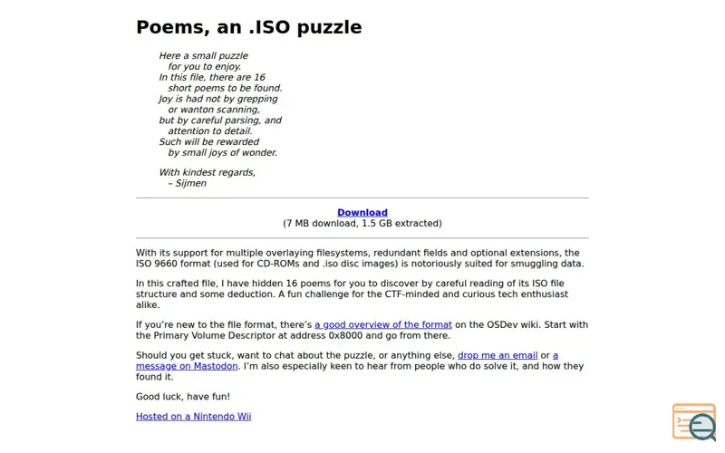 Screenshot of Poems, an .ISO Puzzle