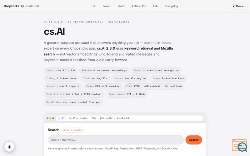 Screenshot of cs.AI (ChopsticksAI)
