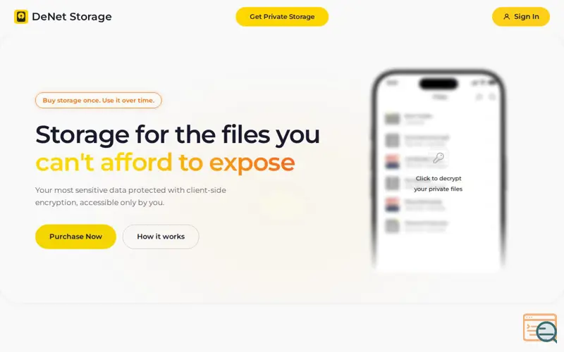 Screenshot of DeNet Storage Desktop