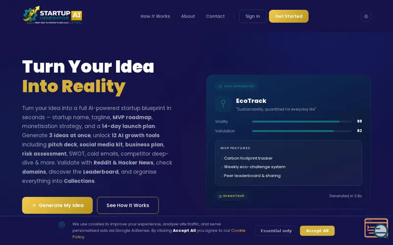 Screenshot of Startupgeneratortool