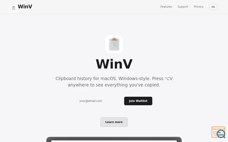 Screenshot of WinV — Clipboard History for macOS