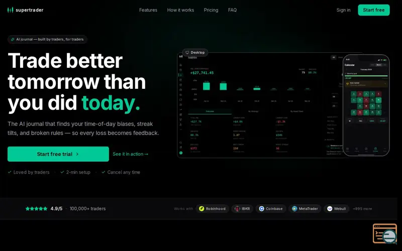 Screenshot of SuperTrader, a launch using shadcn/ui