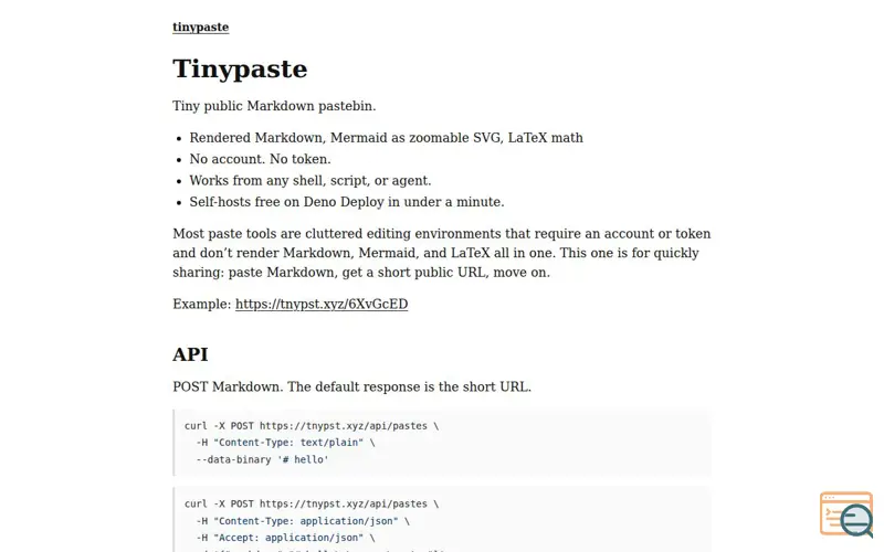 Screenshot of Tiny Minimal Markdown Pastebin