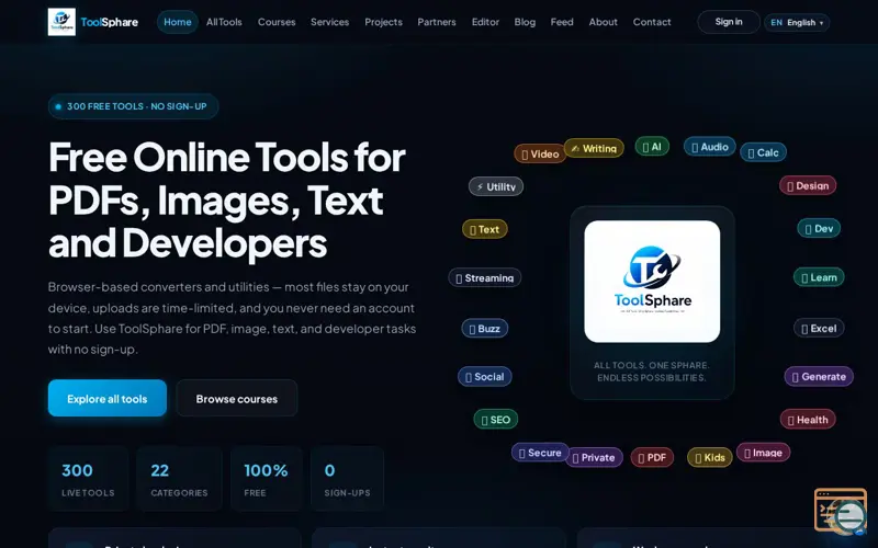 Screenshot of ToolSphare