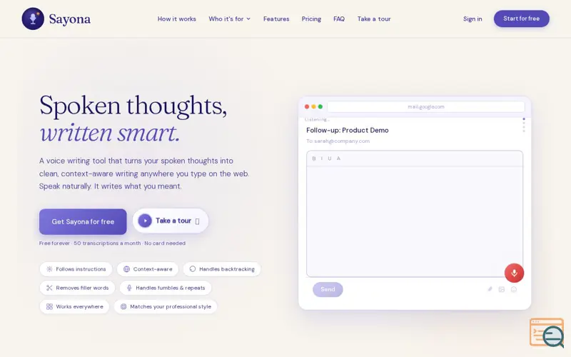 Screenshot of Sayona