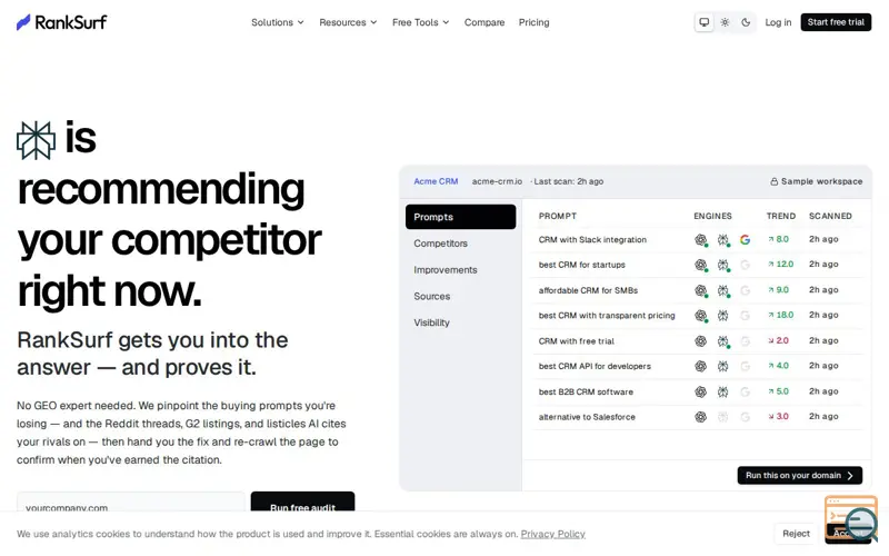 Screenshot of RankSurf