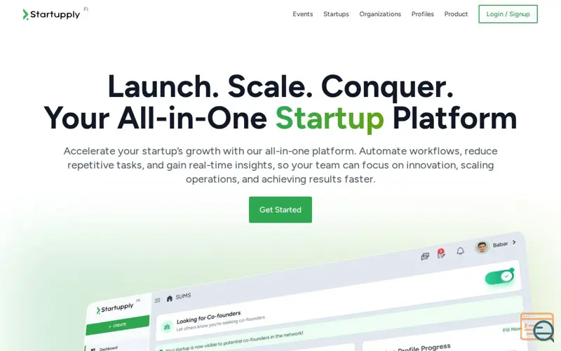 Screenshot of Startupply, a launch using Nuxt