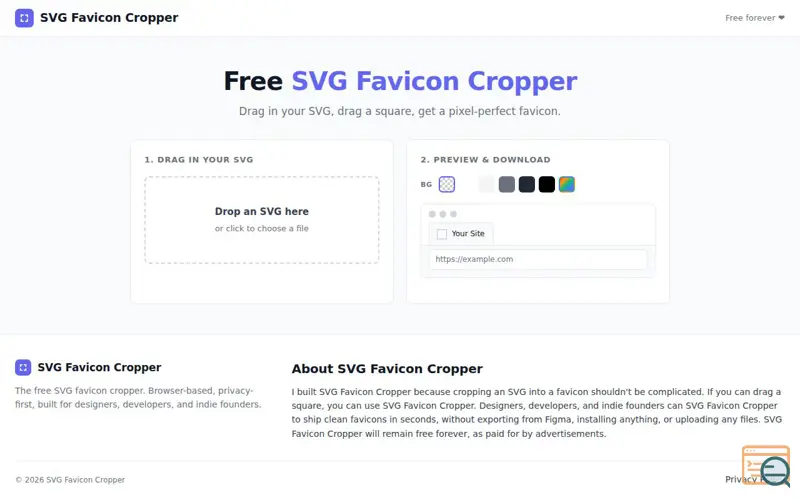 Screenshot of SVG Favicon Cropper