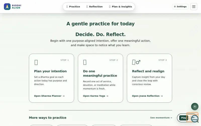 Screenshot of A gentle practice for today