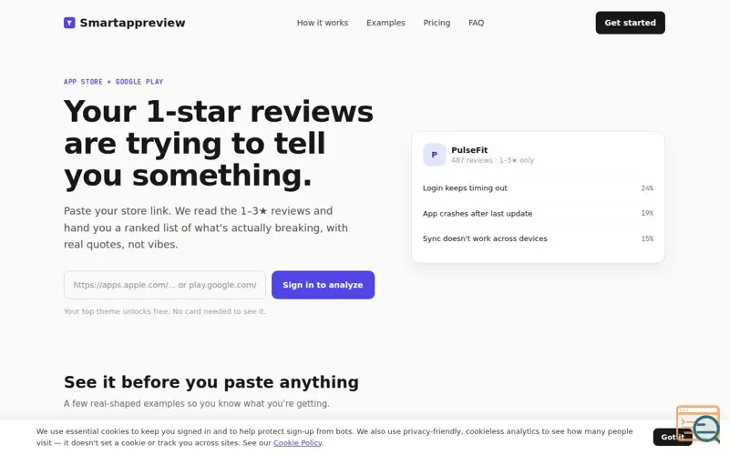 Screenshot of Smartappreview: Turn app store reviews into a ranked fix list