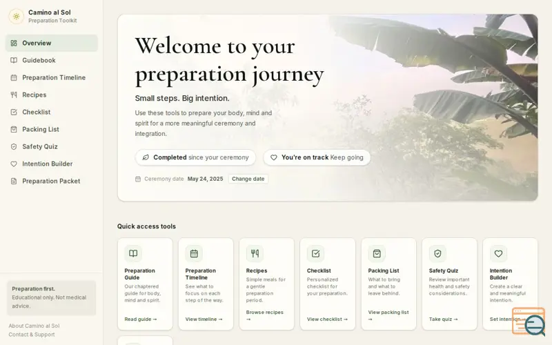 Screenshot of Ayahuasca Preparation Toolkit