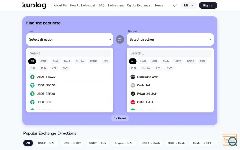 Screenshot of Kurslog