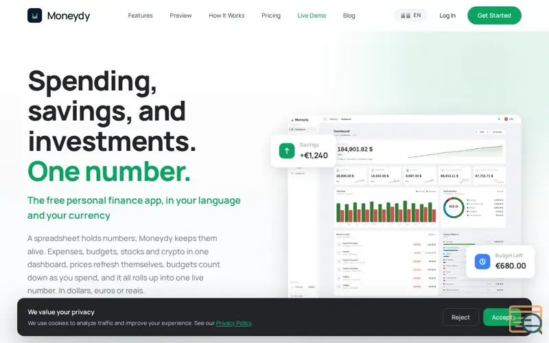 Screenshot of Moneydy