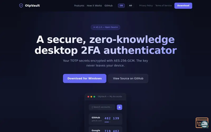 Screenshot of OtpVault