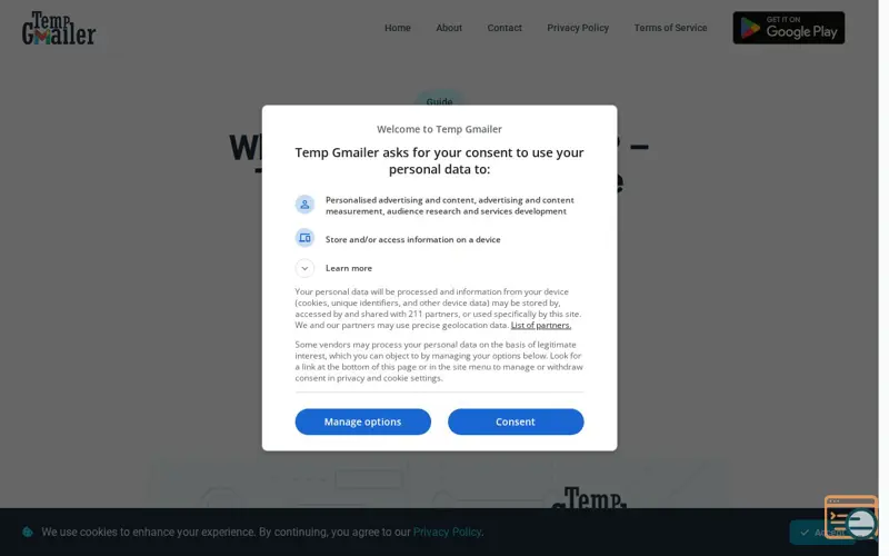 Screenshot of Mail Temp Free Temporary Email Generator