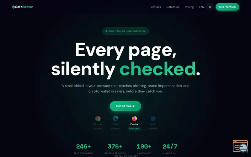 Screenshot of SafeBrowz