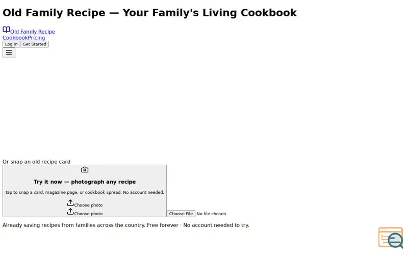 Screenshot of Old Family Recipe — AI Cookbook 
