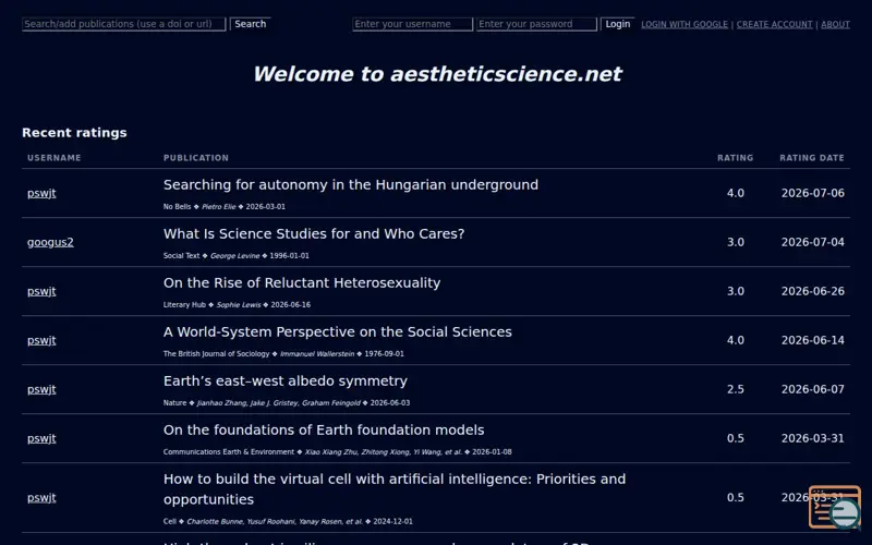 Screenshot of Aestheticscience.net