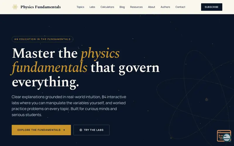 Screenshot of PhysicsFundamentalsInfo, a launch using Ahead Host