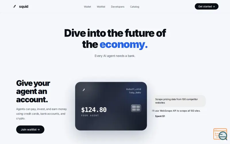 Screenshot of Squid — Financial infrastructure for the agent economy