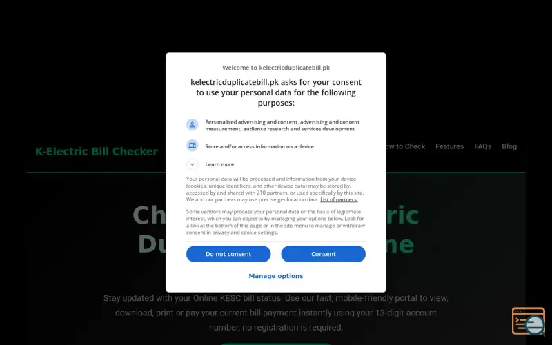 Screenshot of Check K-Electric Duplicate Bill
