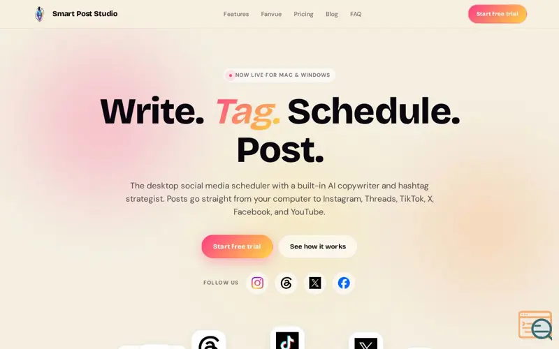 Screenshot of Smart Post Studio —  AI powered Desktop