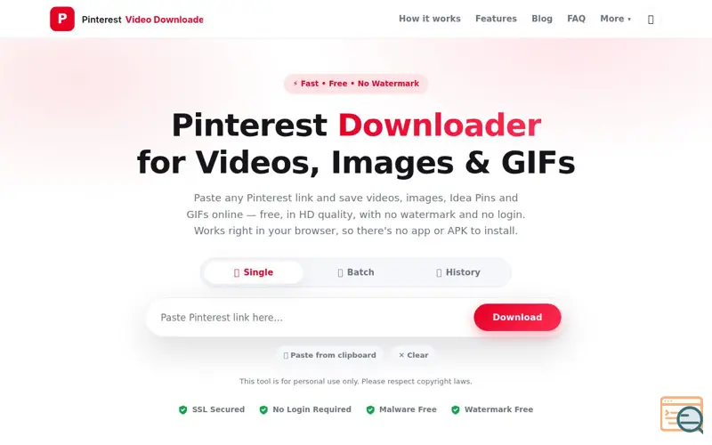 Screenshot of Pinterest Video Downloader