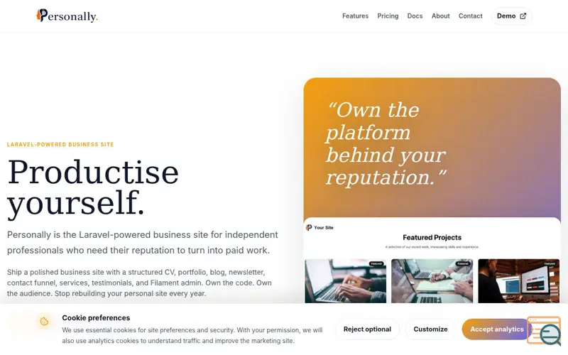 Screenshot of Personally
