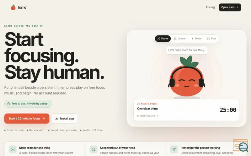 Screenshot of karo