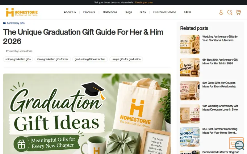Screenshot of Classy Unique Graduation Gifts