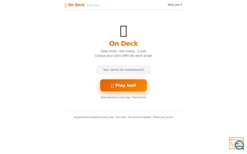 Screenshot of On Deck — Daily Trivia