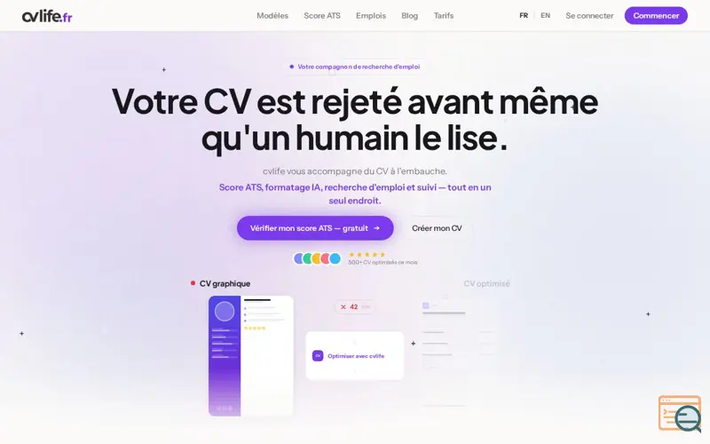 Screenshot of CVLife — Créateur de CV par IA