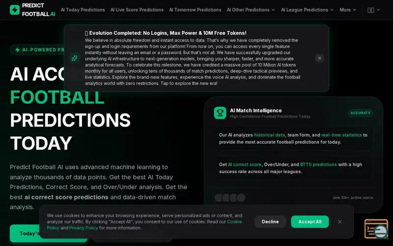 Screenshot of PredictFootballAI