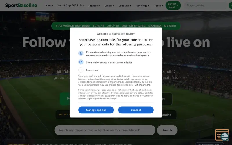 Screenshot of SportBaseline